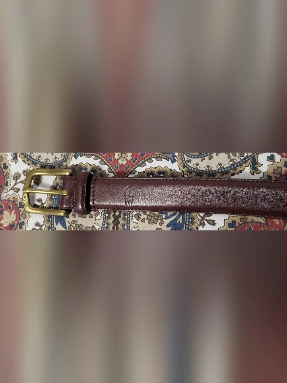 Polo Ralph Lauren Men's Brown Italian Leather Belt Size 42 Brass Buckle